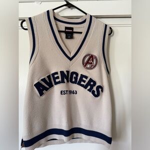 Marvel Cream and Blue V-Neck Sweater